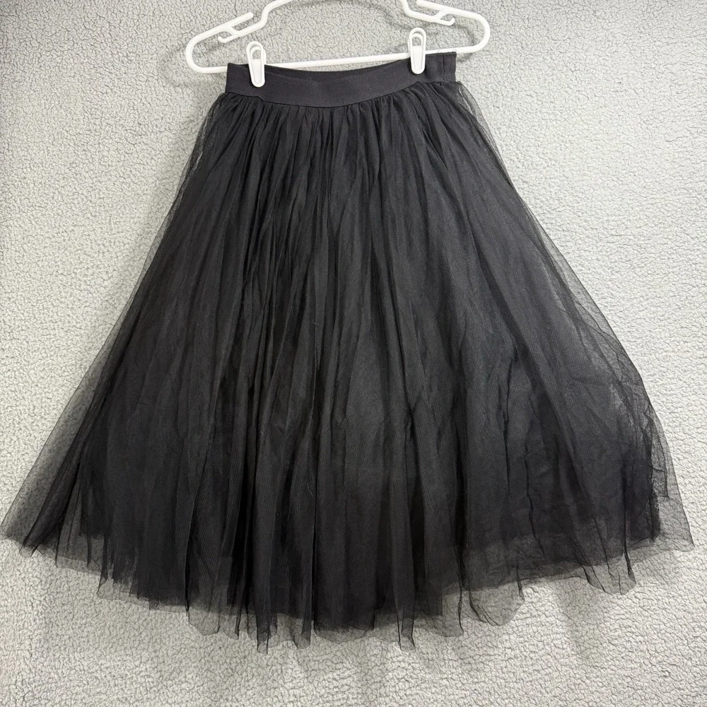 Bailey 44 Women's S Black Tulle Full Midi Skirt Ballet Whimsygoth Dark Romantic‎